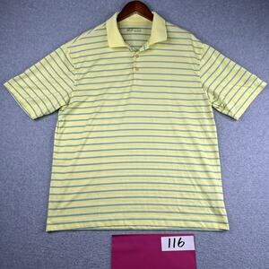 Nike Golf Fit Dry Polo Shirt Mens Large Yellow Green Striped Lightweight Vented